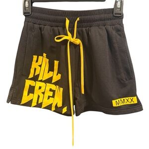 Kill Crew Muay Thai Shorts Black and Yellow Color, size XS